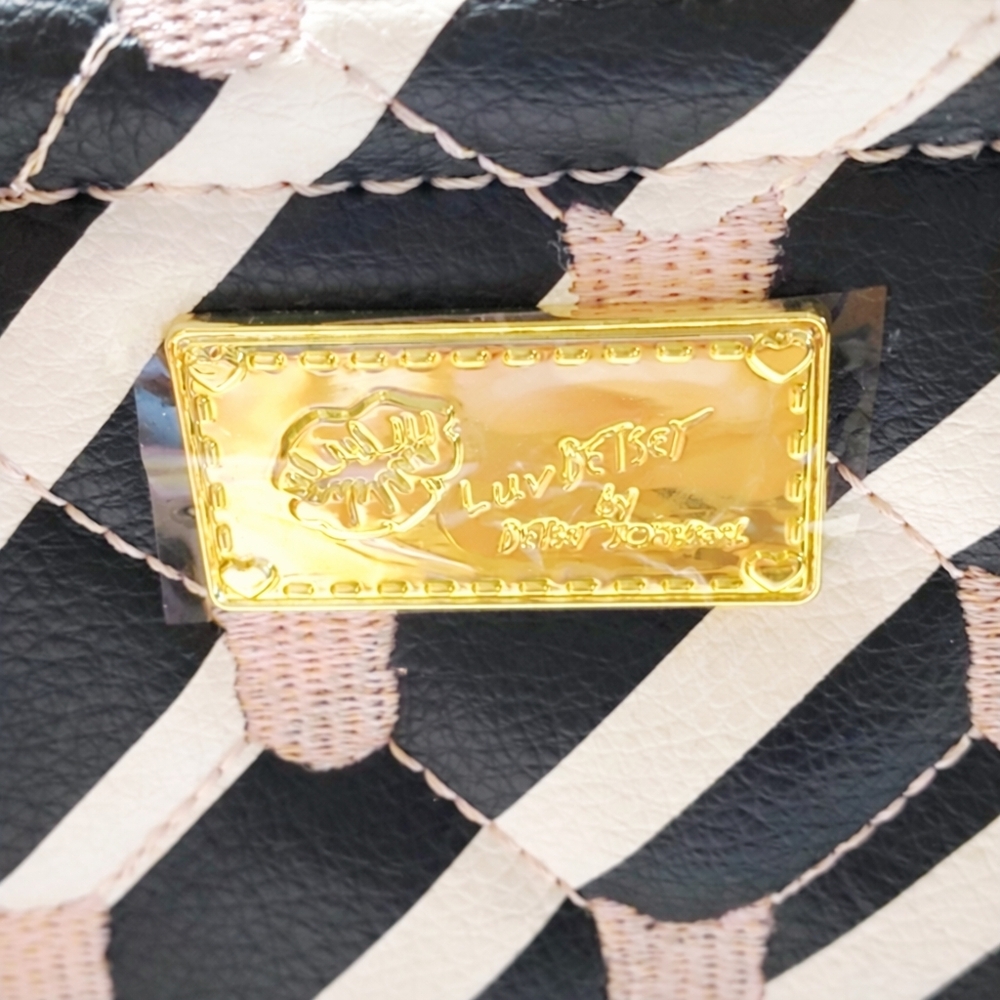 Betsey Johnson Double Pouch Wristlet Wallet Cats Black White Stripes New w/ Tags - Picture 8 of 16